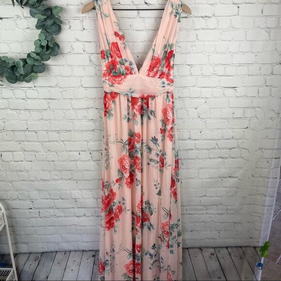 LULUS Garden Meandering Blush Floral Print Maxi Dress Size Small - Picture 2 of 9